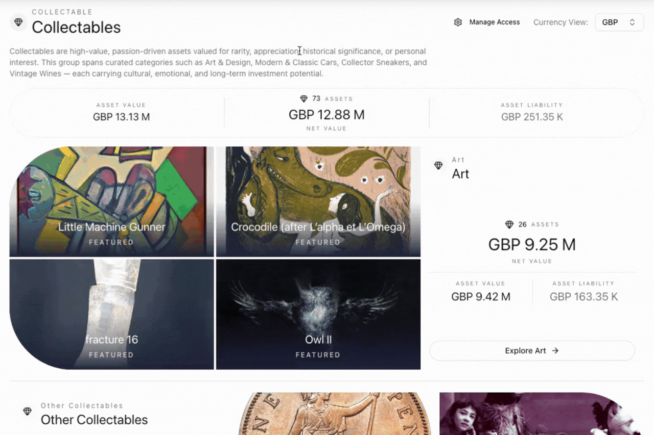 Collectables Dashboard in MyAssets.gif