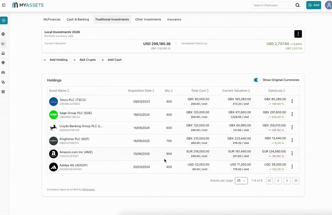 Add Stock Holdings in Traditional Investments in MyFinances.gif