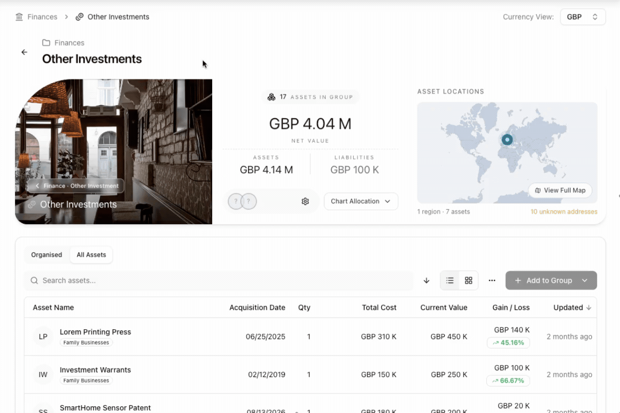 Other Investments Dashboard in MyAssets.gif