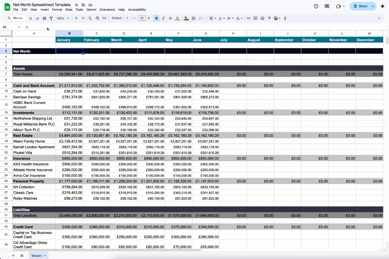 net worth spreadsheet in Google Sheets.gif